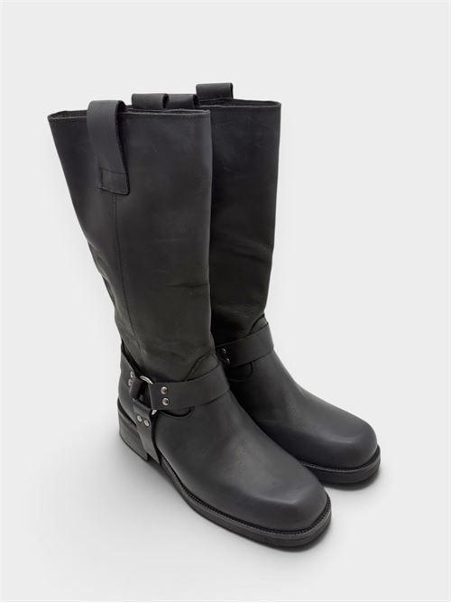 Stivale biker in pelle nero con cinturino IL LACCIO | 4630DAKARNERO